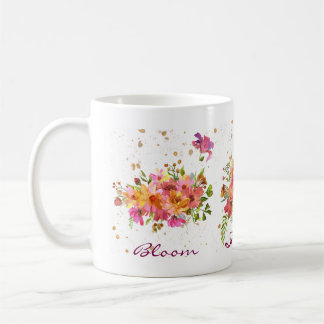 Water colour Flower Bright Gold Coffee Mug 