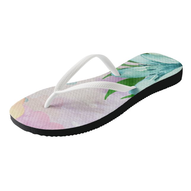 Water Colour Flower Flip Flops (Angled)