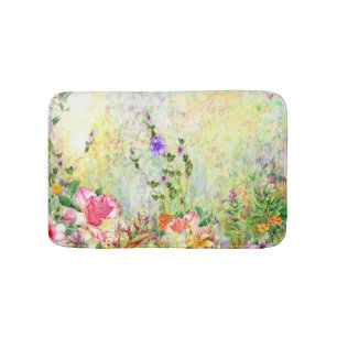 Water Colour Flowers Pattern Bath Mat