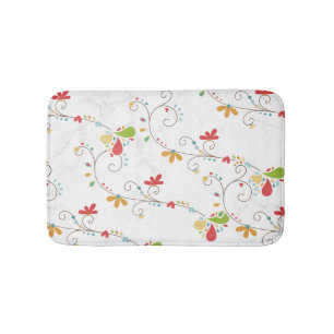 Water Colour Flowers Pattern Custom Background Bath Mat