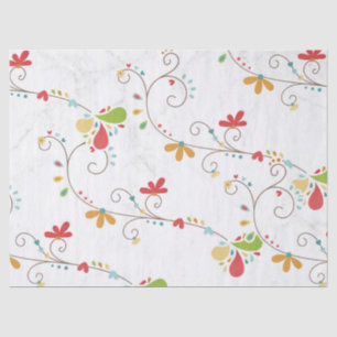 Water Colour Flowers Pattern Custom Background Tissue Paper