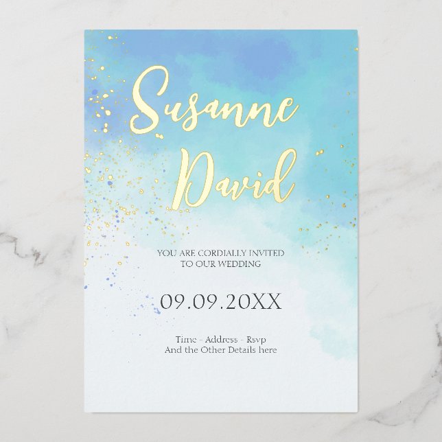 Water Colour & Foil Invitation (Front)