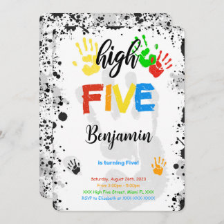 Water Colour High Five Birthday Invitation