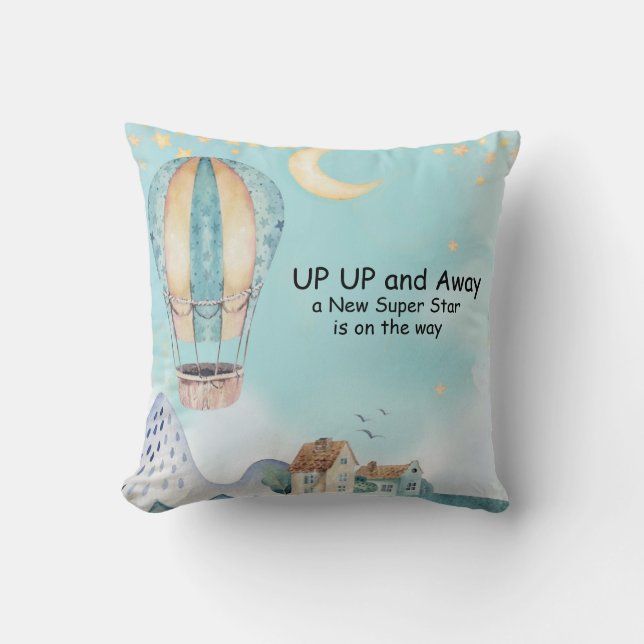 water colour hot air balloon Throw Pillow (Front)