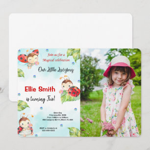 Water Colour Ladybug Photo Invitation