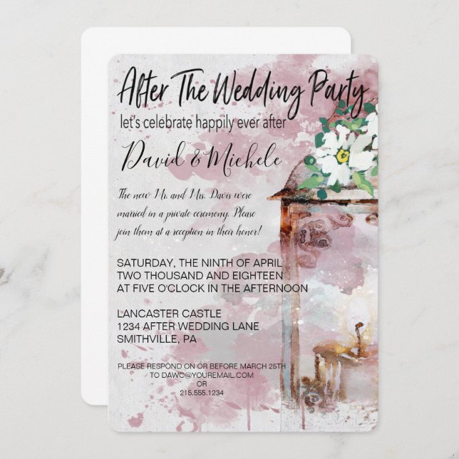 Water Colour Lantern  After the Wedding Party Invitation (Front/Back)