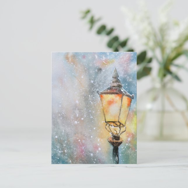 Water Colour Light Christmas postcard (Standing Front)