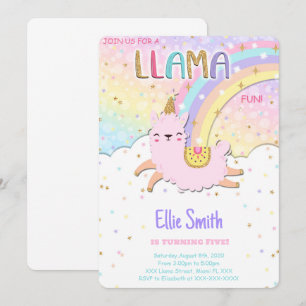 Water Colour Llama Birthday Invitation