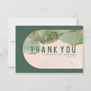 Water-colour Modern Oval Arch Abstract Emerald Thank You Card