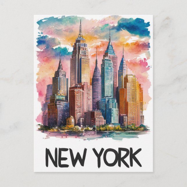 water colour new york postcard (Front)