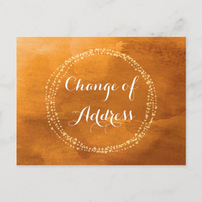 Water colour Orange Change of Address Postcards (Front)