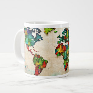 Water Colour Paint World Map Mug