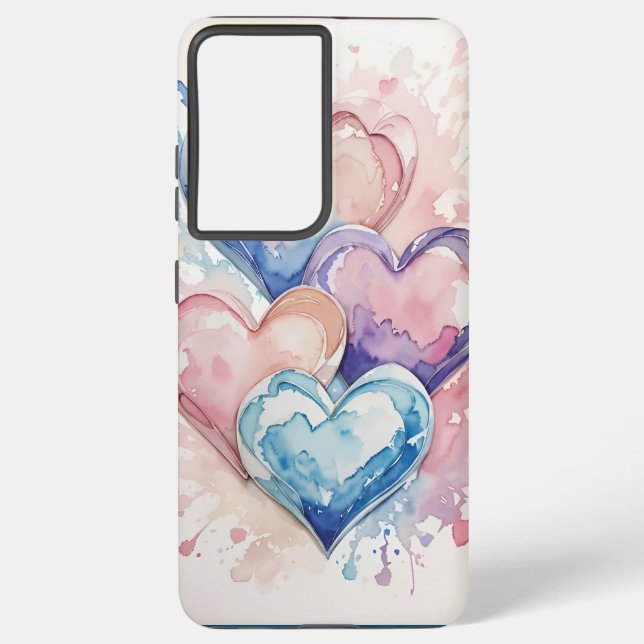 Water Colour Painted Hearts phone case (Back)