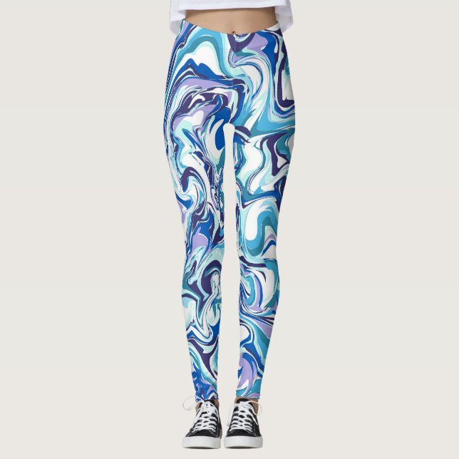 WATER COLOUR PASTAL BROWN CHIC BLONDE FALL OUTFITS LEGGINGS (Front)