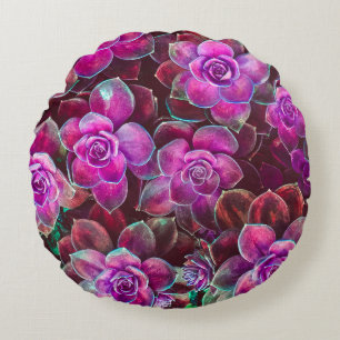 Water colour pattern with camellia flower. Floral Round Cushion
