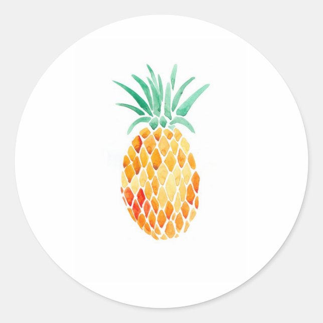 Water- Colour Pineapple Classic Round Sticker (Front)