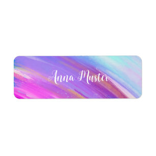 Water colour - pink blue waterproof return address label