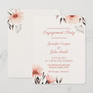 Water Colour Pink Floral Engagement Party Invitation