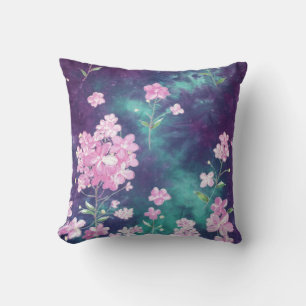 Water Colour Pink Flowers Purple Tie Dye Dreamer Cushion