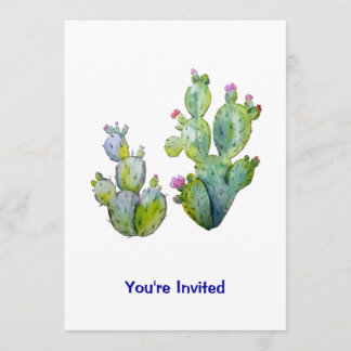 Water Colour Prickly Pear Cactus Invitation