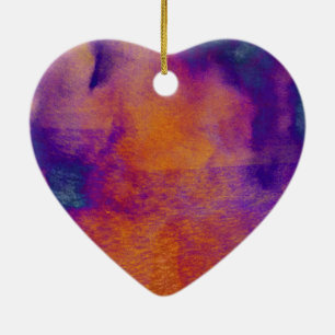 Water colour red yellow blue purple graphic art ceramic tree decoration
