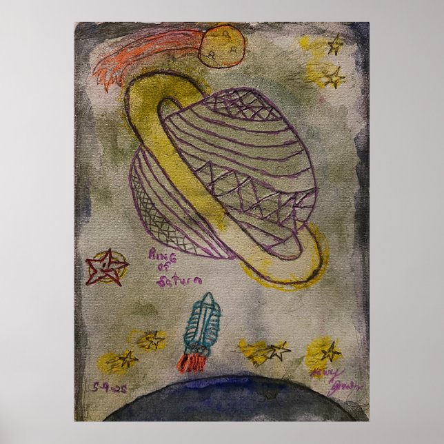 Water Colour Ring of Saturn Poster (Front)