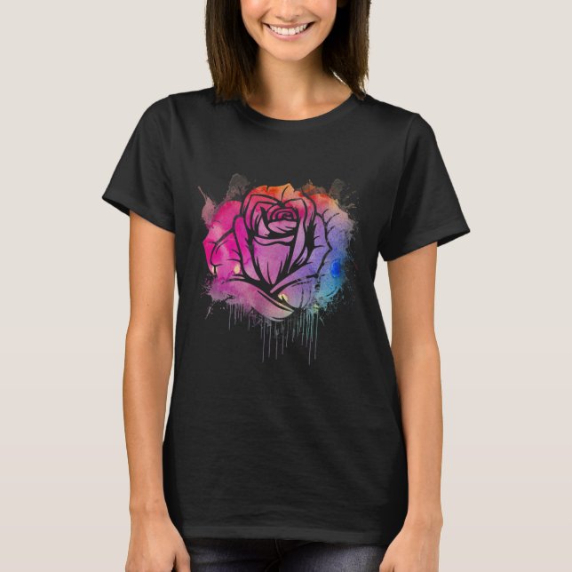 Water Colour Rose Art Garden Gardener Botanist Flo T-Shirt (Front)