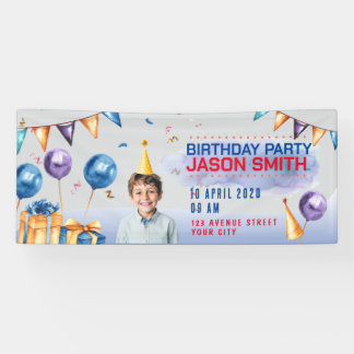 Water Colour Style Birthday Party Horizontal Banne Banner
