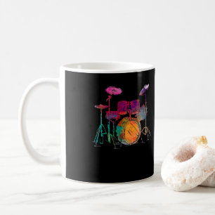 Water Colour Style Drummer Drum Set  Drummer Coffee Mug