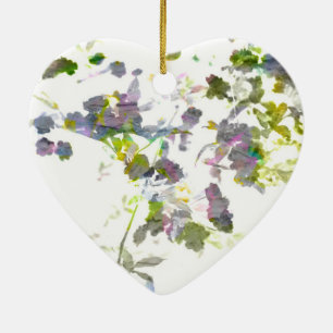 Water colour style romantic flower floral design ceramic ornament