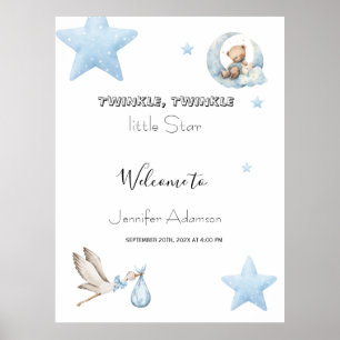 Water colour twinkle twinkle little star boy baby poster