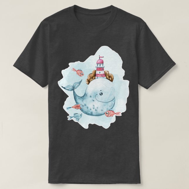 Water Colour Whale 4 T-Shirt (Design Front)