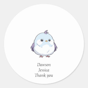 Water colour white chicks thank you classic round sticker