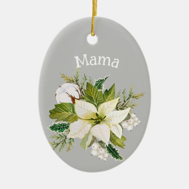 Water Colour White Florals Ceramic Ornament (Front)