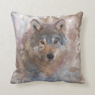 Water colour Wolfs Cushion