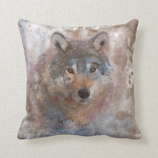 Water colour Wolfs Cushion