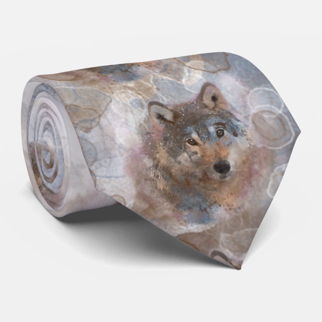 Water colour Wolfs Tie (Rolled)