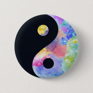 Water Colour Yin Yang Button