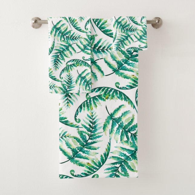 Water Colours Ferns Pattern Bath Towel Set (Insitu)