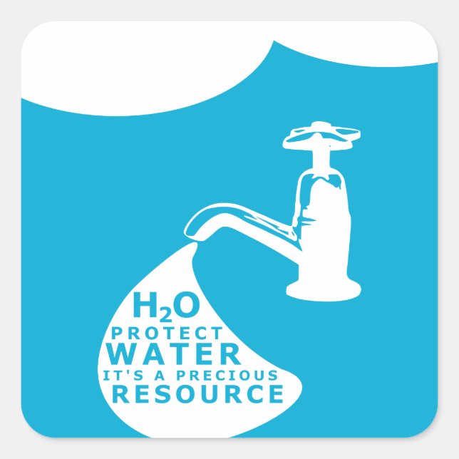 Water Conservation and Sustainablity Square Sticker (Front)