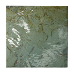 Water-Covered Rock Slab Nature Photo Ceramic Tile