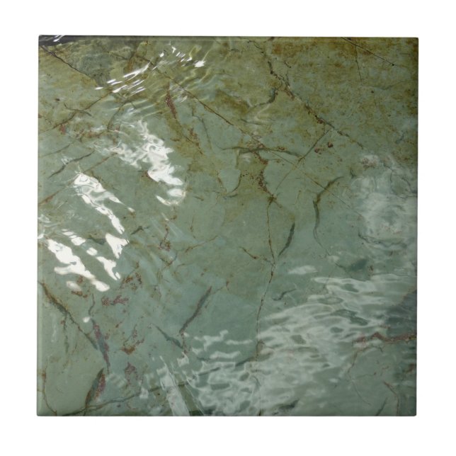Water-Covered Rock Slab Nature Photo Ceramic Tile (Front)