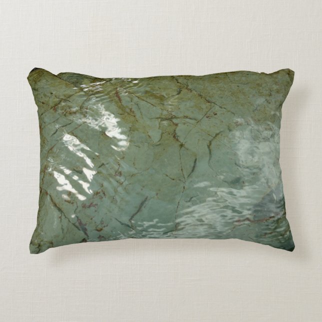 Water-Covered Rock Slab Nature Photo Decorative Cushion (Front)