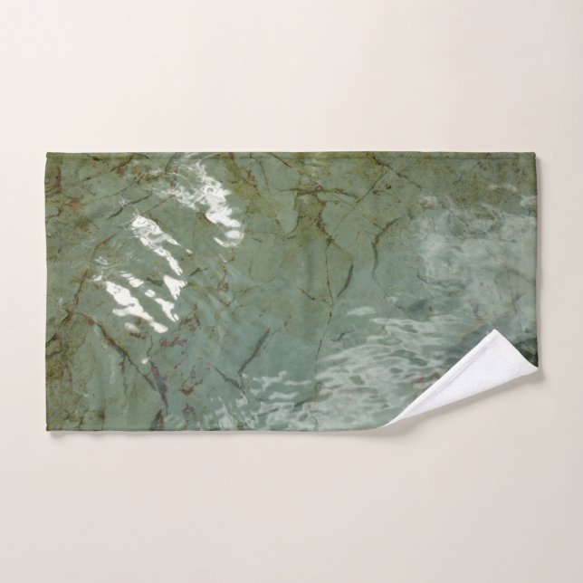 Water-Covered Rock Slab Nature Photo Hand Towel (Hand Towel)