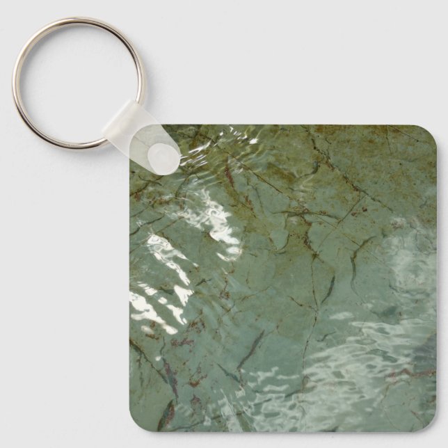 Water-Covered Rock Slab Nature Photo Key Ring (Front)