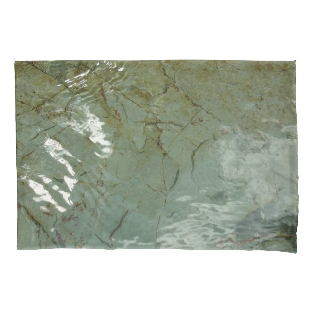 Water-Covered Rock Slab Nature Photo Pillowcase (Front)