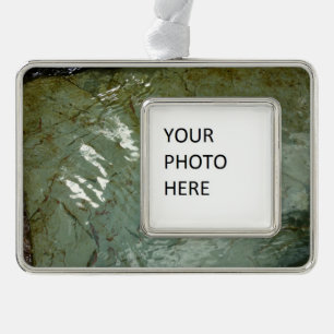 Water-Covered Rock Slab Nature Photo Silver Plated Framed Ornament