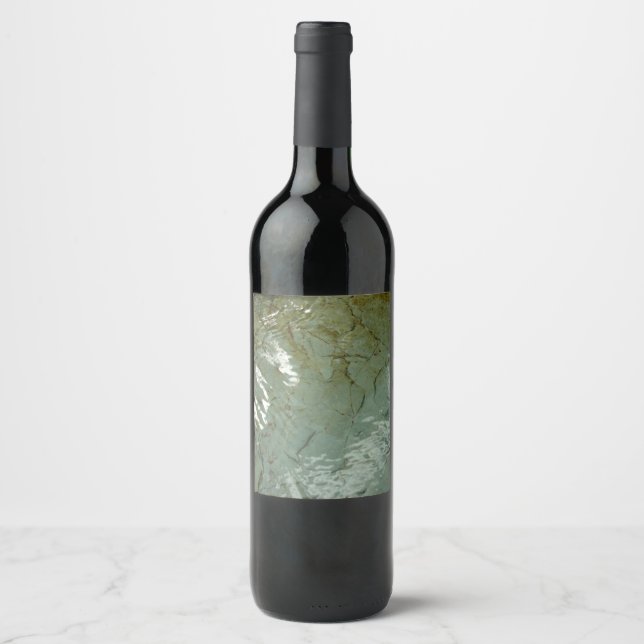 Water-Covered Rock Slab Nature Photo Wine Label (Front)