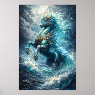 Water Dragon Horse Fantasy Creature Ocean Spirit B Poster