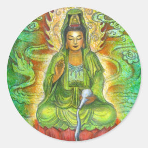 "Water Dragon" Kuan Yin Classic Round Sticker